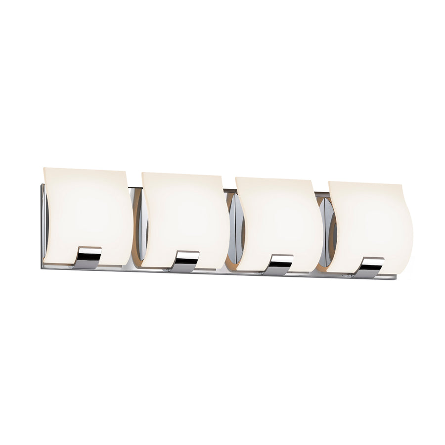 Sonneman Aquo 3884.01 four-light bath bar in polished chrome with white etched glass