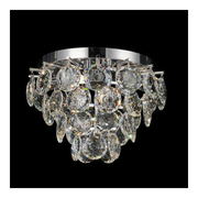 Closer view of Palermo 5616CH tapering crystal cascade and polished chrome ceiling plate