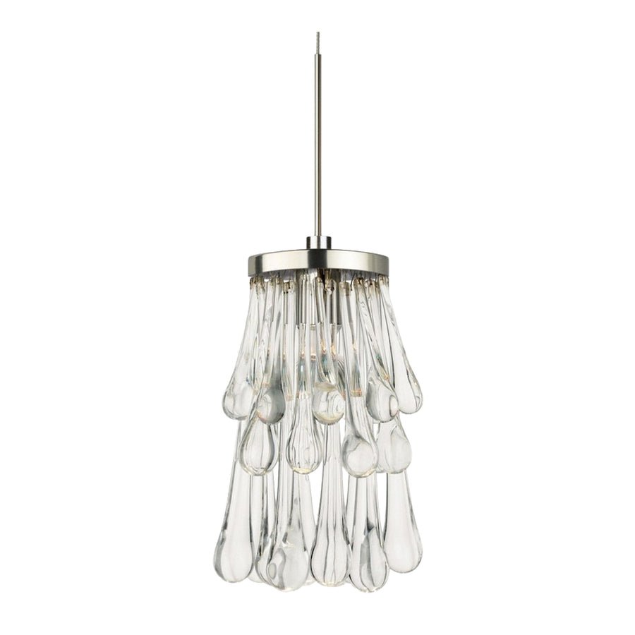 Closer view of Stone Lighting Droplets PD102CRPNM3M showing clear elongated drops and a slender nickel stem