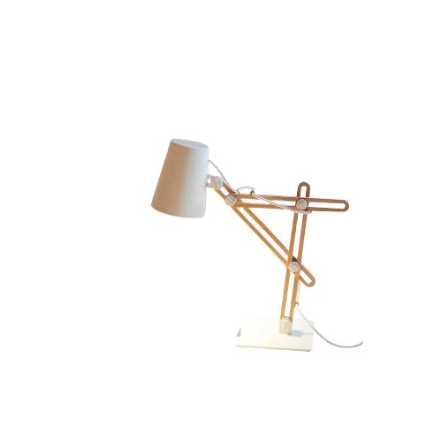 Looker Desk Lamp – Low Energy, Single Light, Wood Finish with White Detail