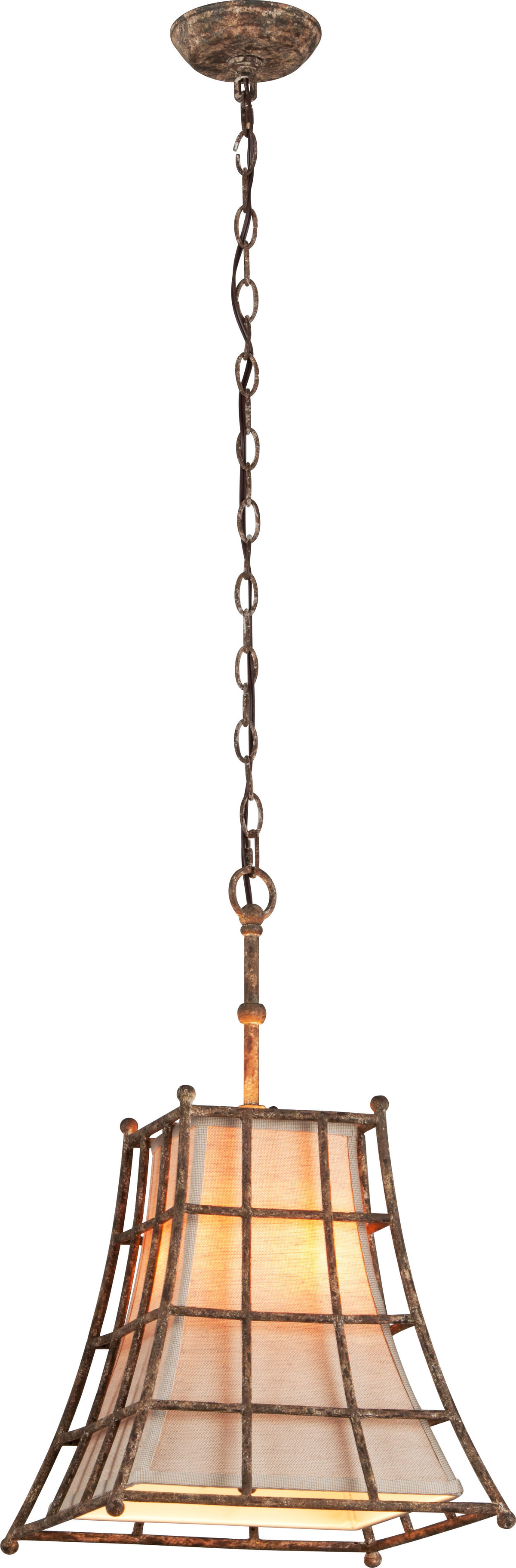 Full Troy Left Bank pendant with canopy, chain and flared lattice shade