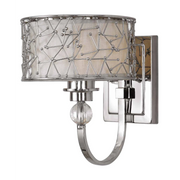 Uttermost Brandon 22484 nickel-plated one-light wall sconce with silver champagne shade and crystal accent