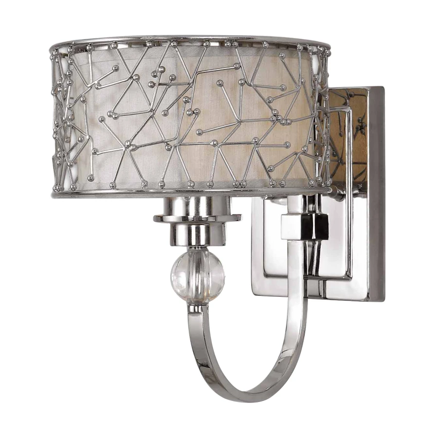 Uttermost Brandon 22484 nickel-plated one-light wall sconce with silver champagne shade and crystal accent