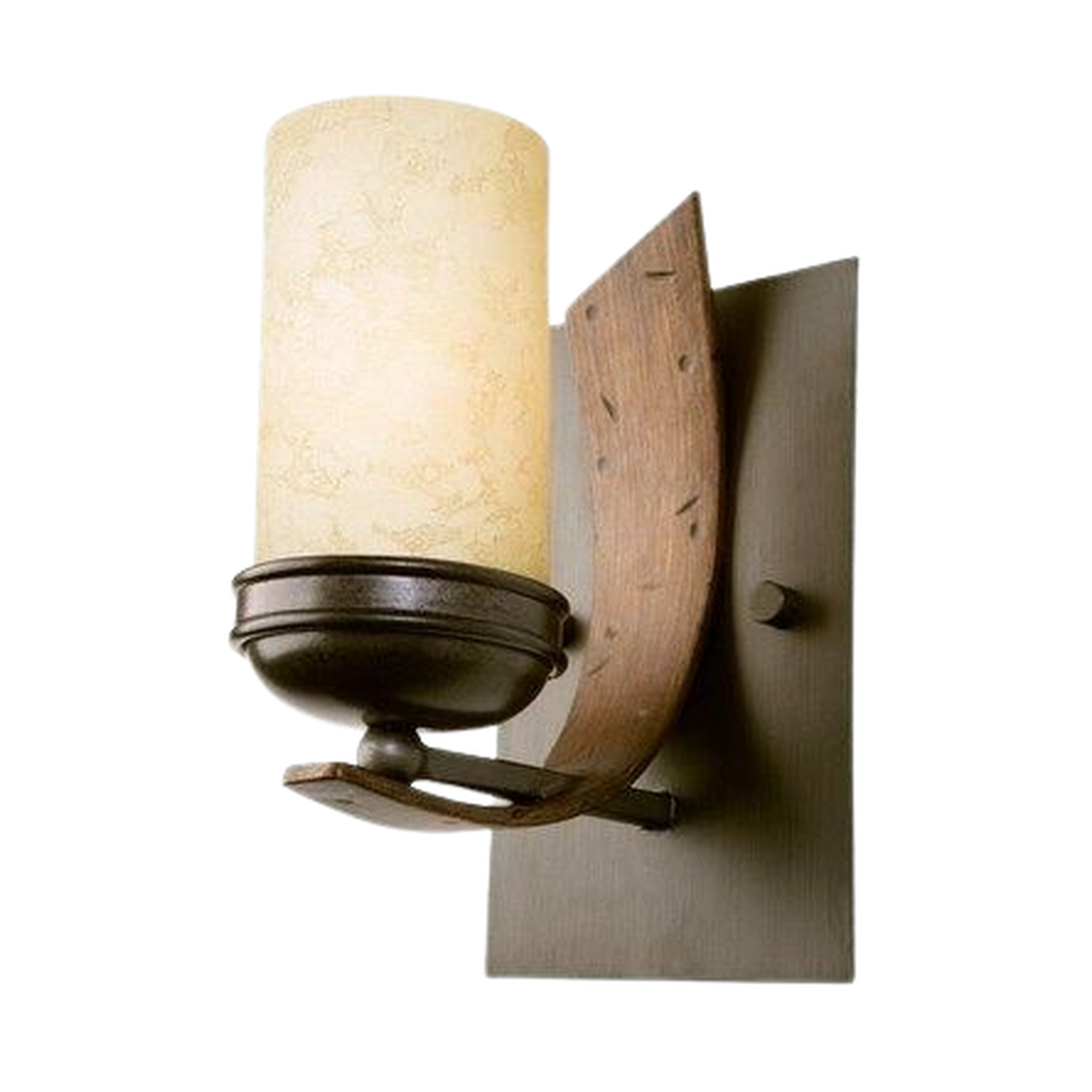 Varaluz Aizen 1-Light Bathroom Vanity Sconce In Hammered Ore With Aspen Bronze Accents — 112B01B