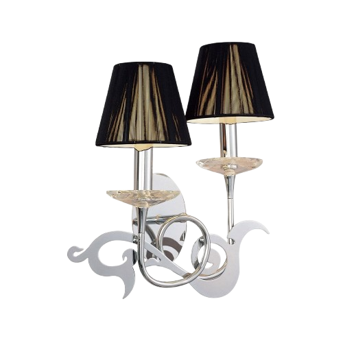 Mantra Acanto Switched Wall Lamp – 2 Light E14, Polished Chrome with Black Shades