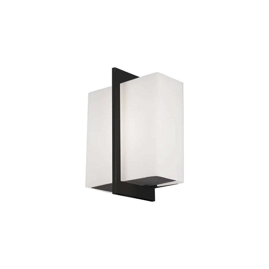 Kuzco Bengal WS39210-BK wall sconce with rectangular white glass and a slim vertical black accent