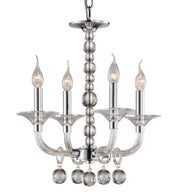 Matteo Crystal Bubble four-light chandelier with clear curved arms, a stacked round centre and hanging spheres.