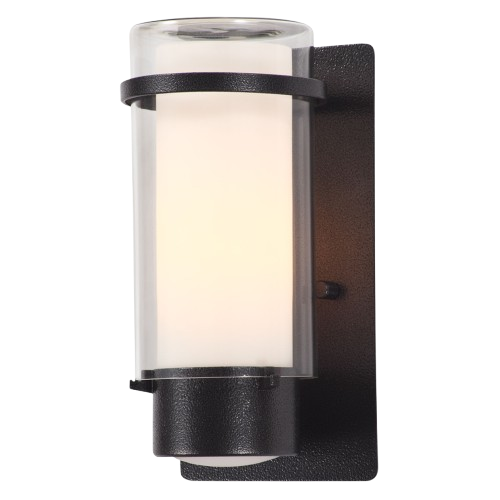 Essex Outdoor Small Sconce Hammered Black With Half Opal Glass
