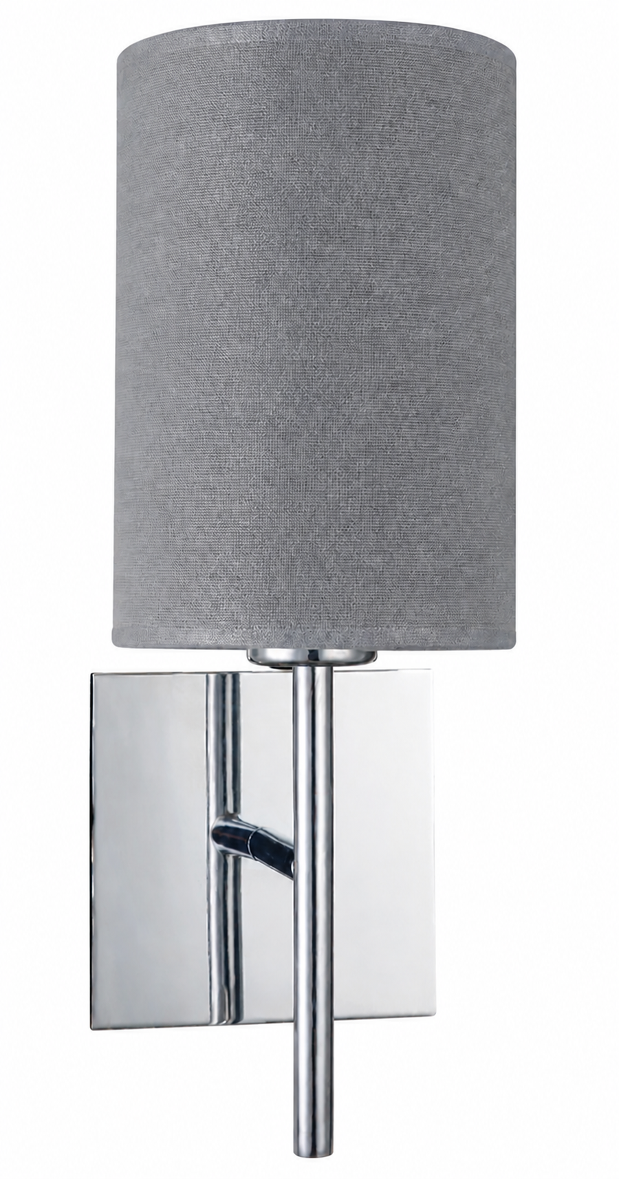 Rendering of Zen 208WM01CH-GY chrome wall sconce with medium dove-grey fabric shade